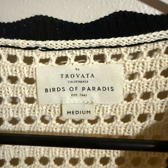 Trovata Jules Sweater T-Shirt Antique White With Black Trim Size Medium - Picture 7 of 8